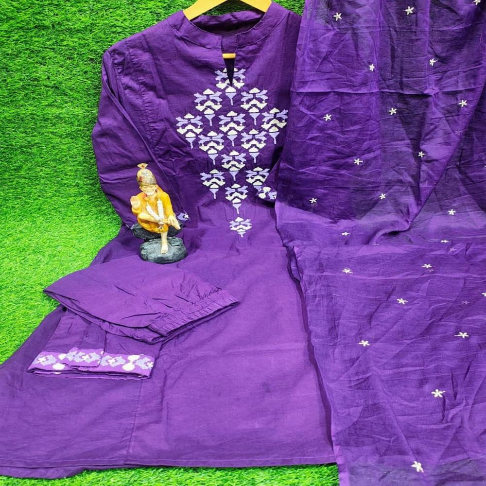 A Line Kurti Set - Color: Purple
