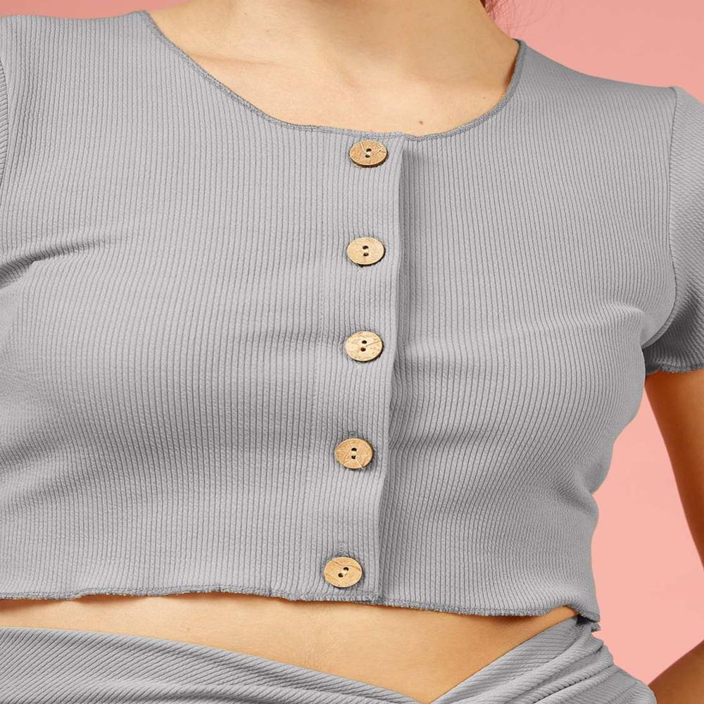 Women Crop Top with Skirt Set