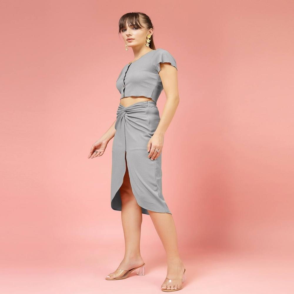 Women Crop Top with Skirt Set