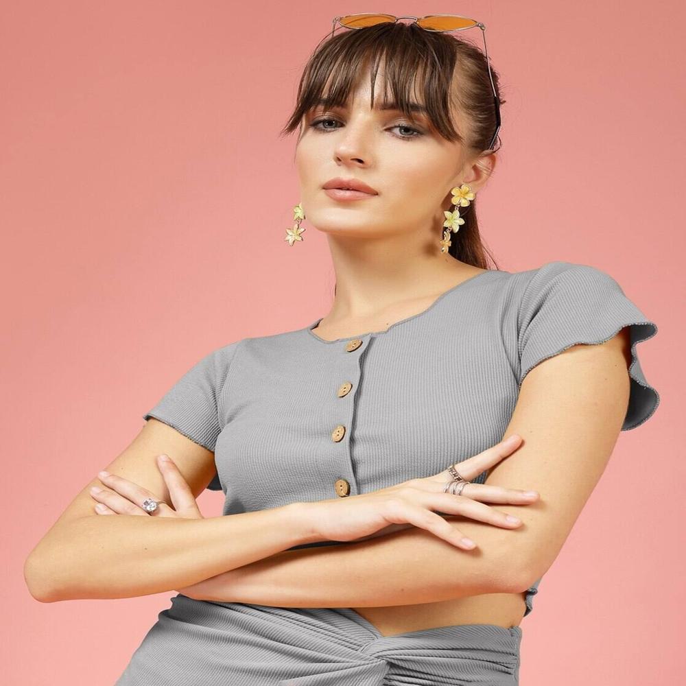 Women Crop Top with Skirt Set