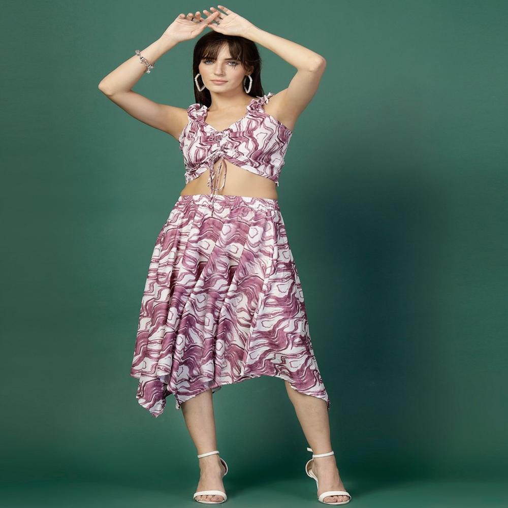 Printed A-line Midi Skirt