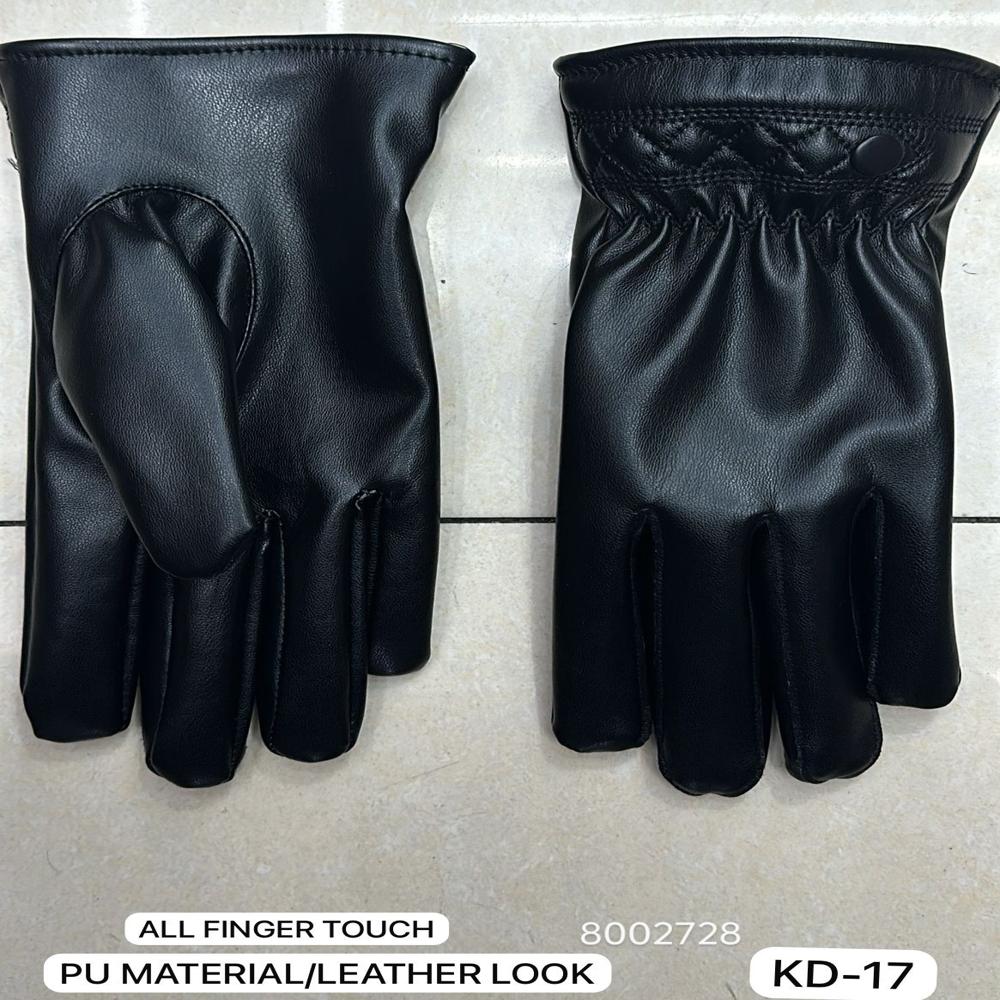 Winter Leather Warm Gloves For Mens - Color: Black