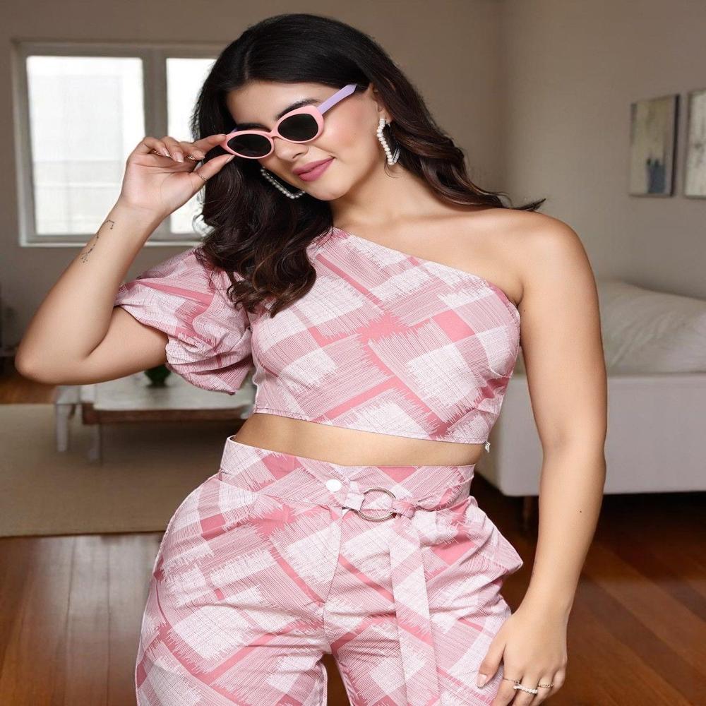 Abstract Printed One Shoulder Fit