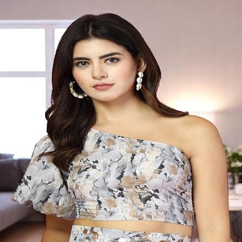 Abstract Printed One Shoulder