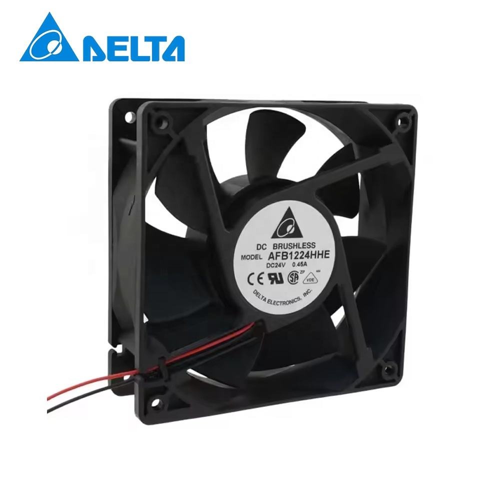 Delta Afb1224Hhe Dc 24V 12Cm 120X120X38Mm 0.45A 10.8W 12038 2950Rpm 118Cfm Inverter Welder Electronics Cabinet Axial Cooling Fan - Color: Black
