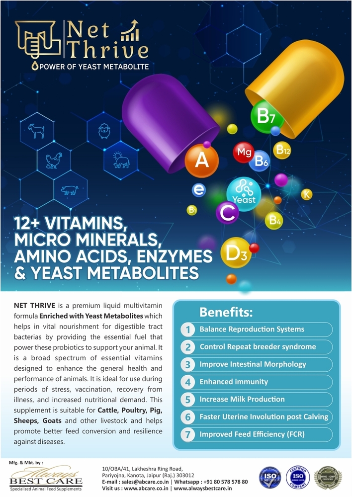 Net Thrive Multivitamin Feed Supplement For Livestock - Efficacy: Promote Growth