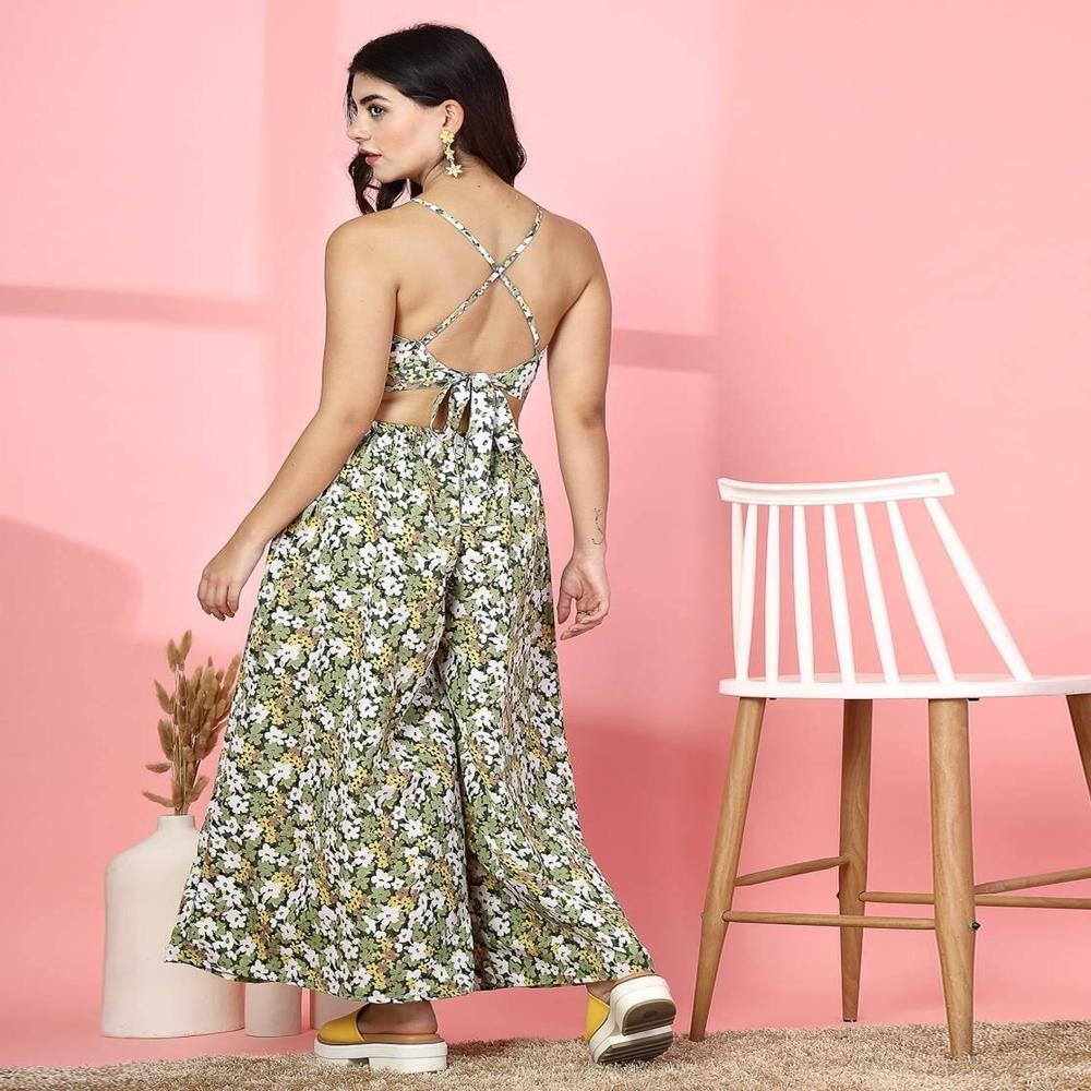 Floral Print Crop Top with Palazzos