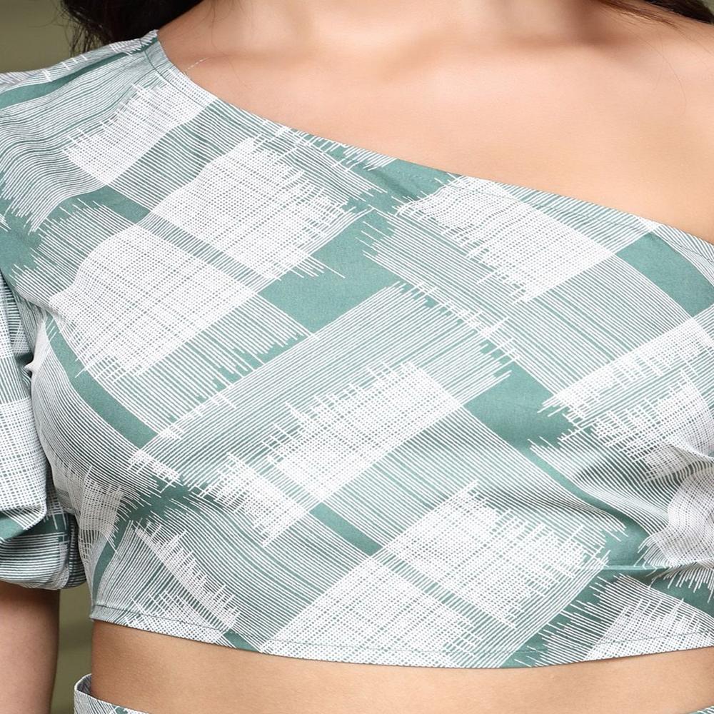 One Shoulder Crepe Crop Top , Sleeveless