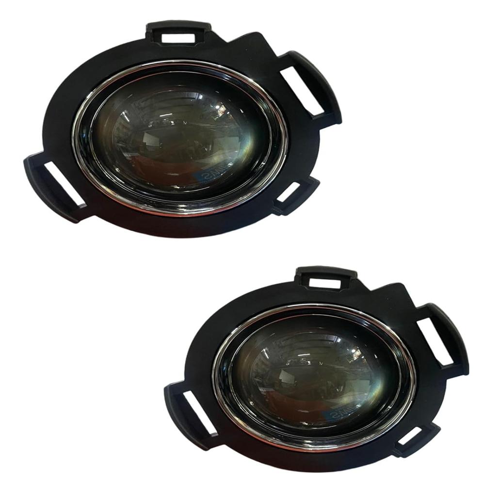 K D Projector Fog Lamp Set for Tata Tiago, Tigor, Punch, 2016-2020 Models (WHITE HALOGEN BULB)