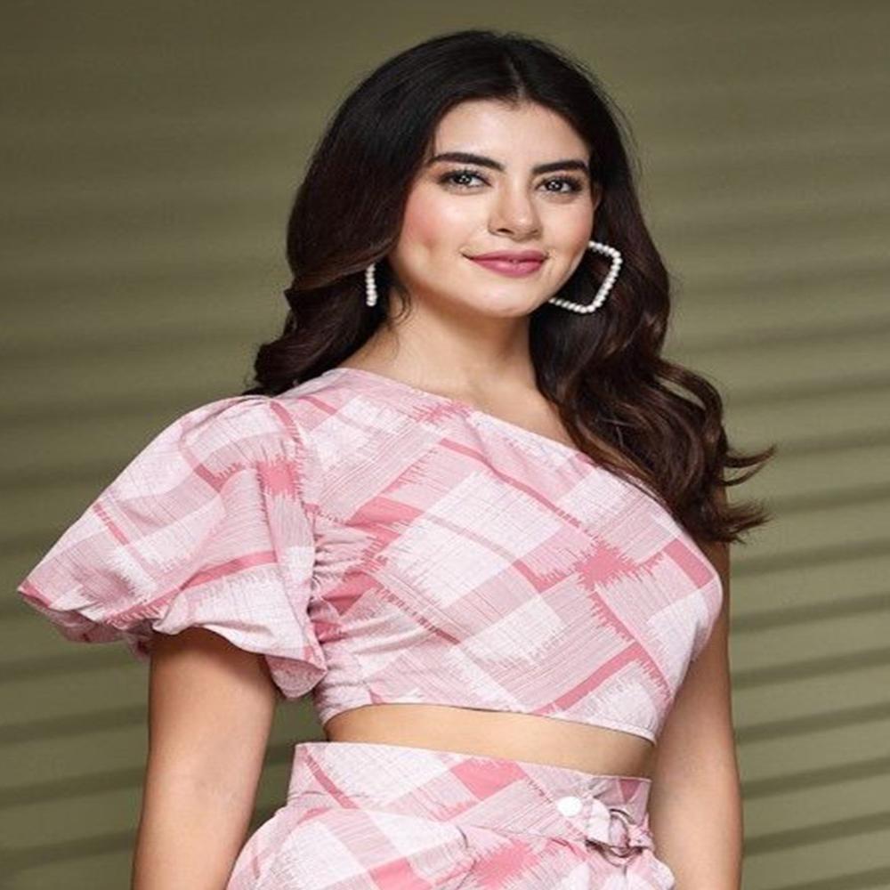 Printed Crepe Crop Top