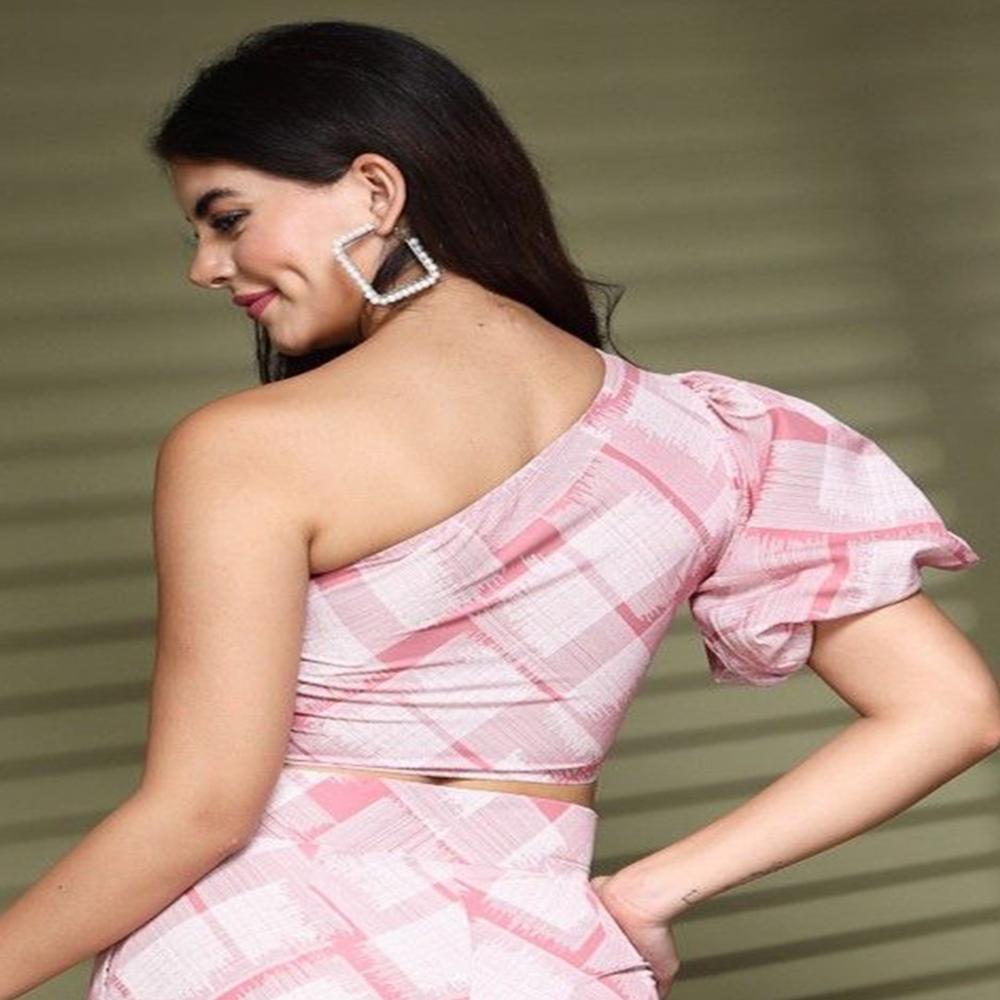 Printed Crepe Crop Top