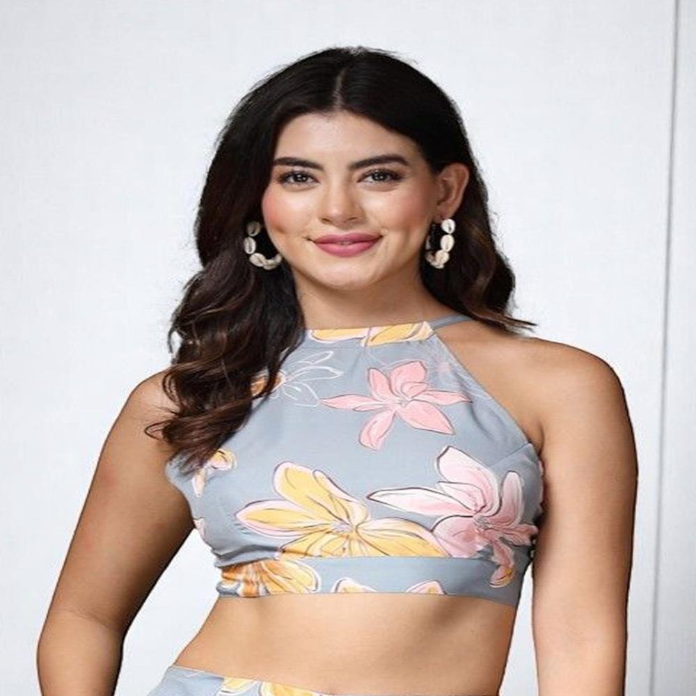 Floral Print Halter Neck Crop T