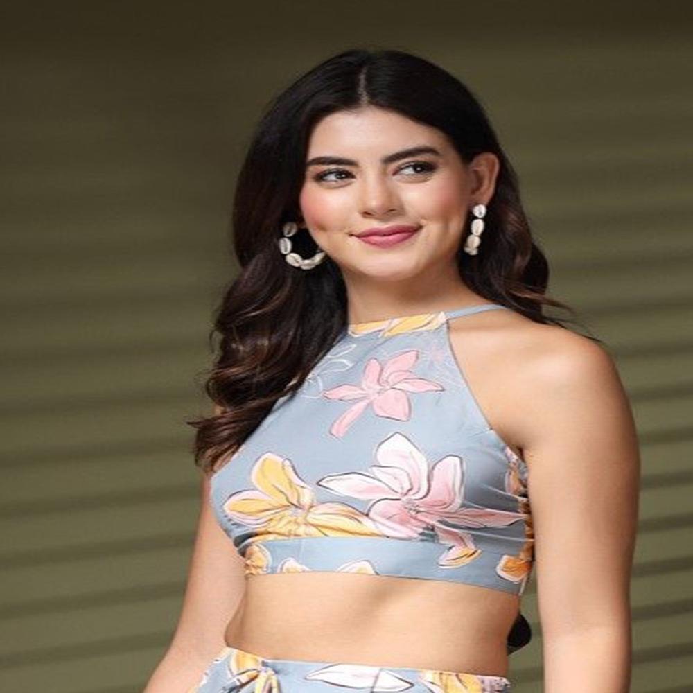 Floral Print Halter Neck Crop T