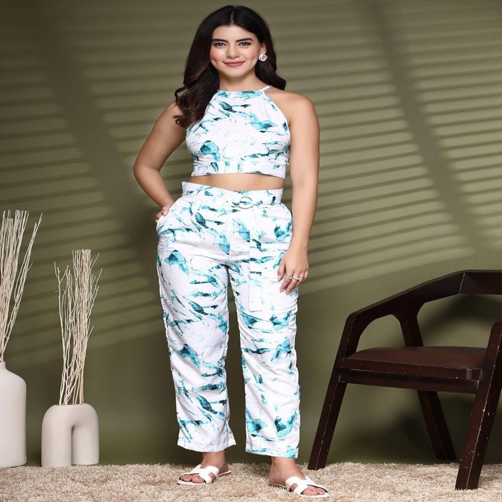 Women Abstract Printed Pleated Trousers