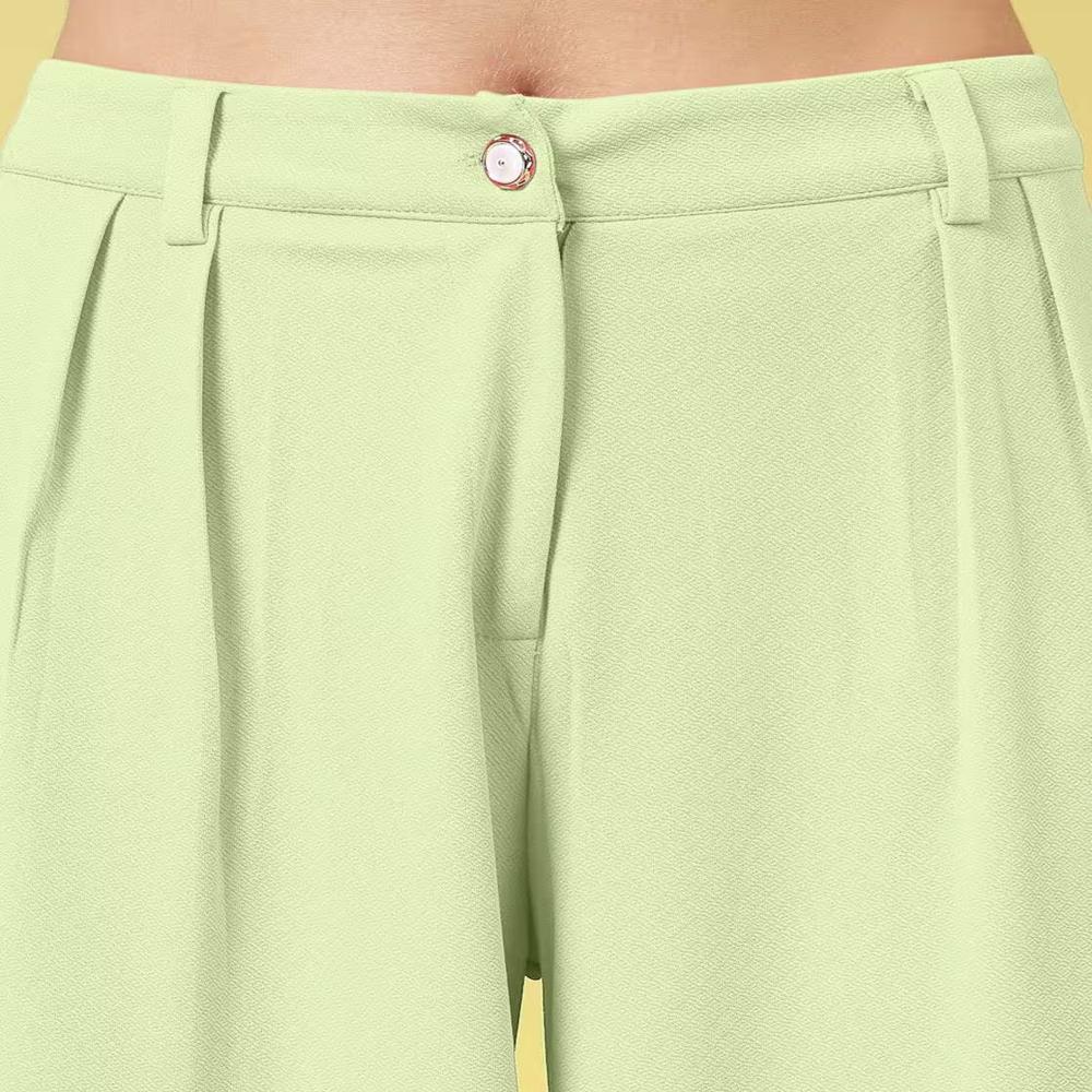 Women Wide Leg Trousers - Color: Light Green