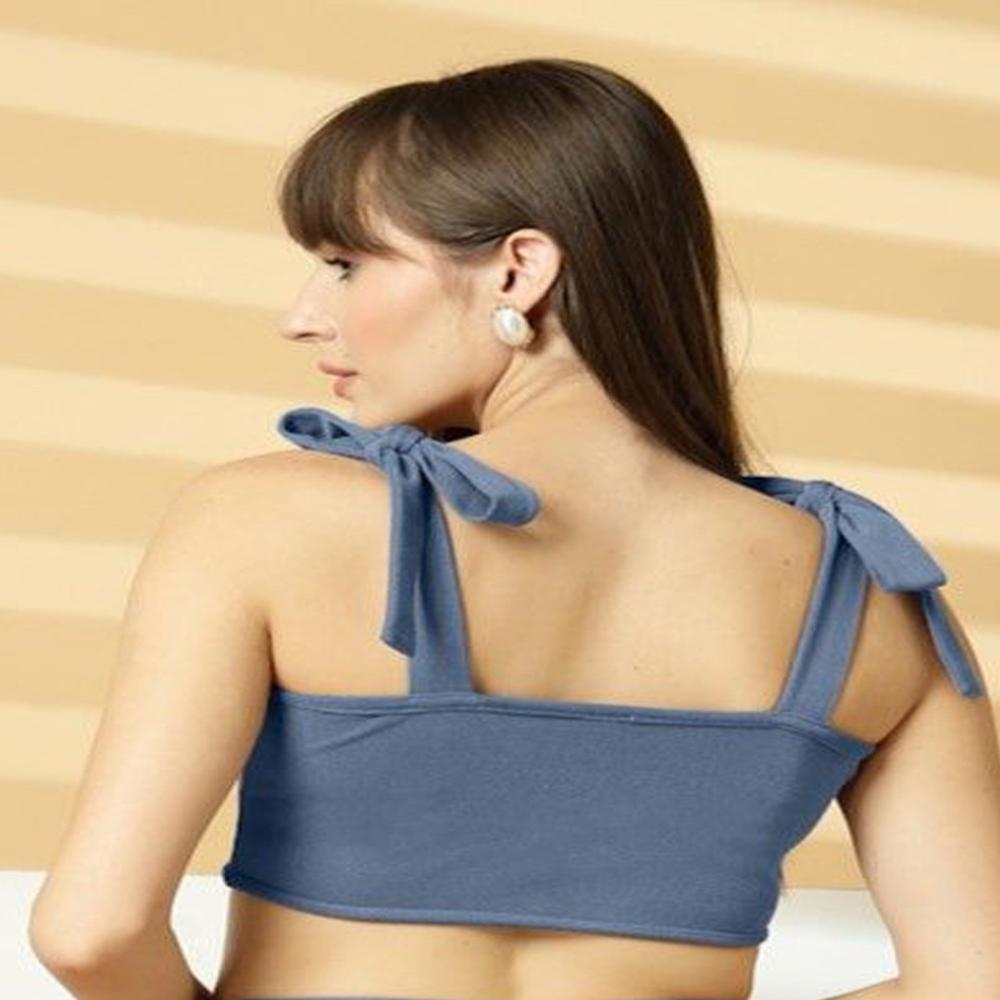 Blue Crop Regular Top - Design: Solid