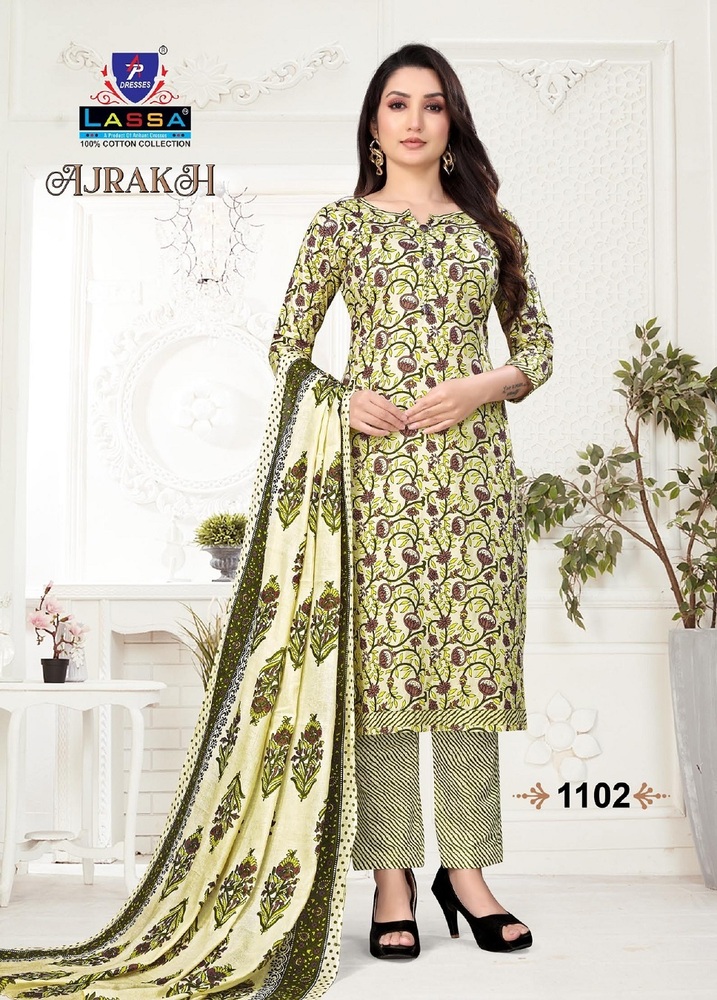 Lassa Ajrakh A Dress Material - Color: Multicolor