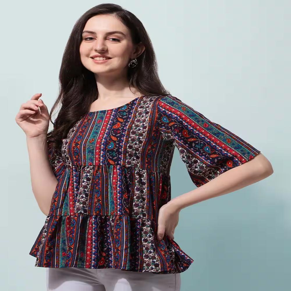 Women Top With Tie-up Neck - Color: Black