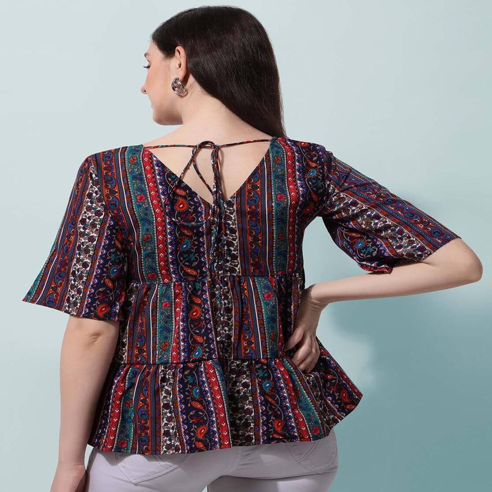 Women Top With Tie-up Neck - Color: Black