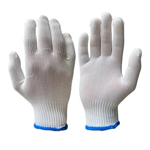 Polyester Knitted Hand Gloves - Color: White
