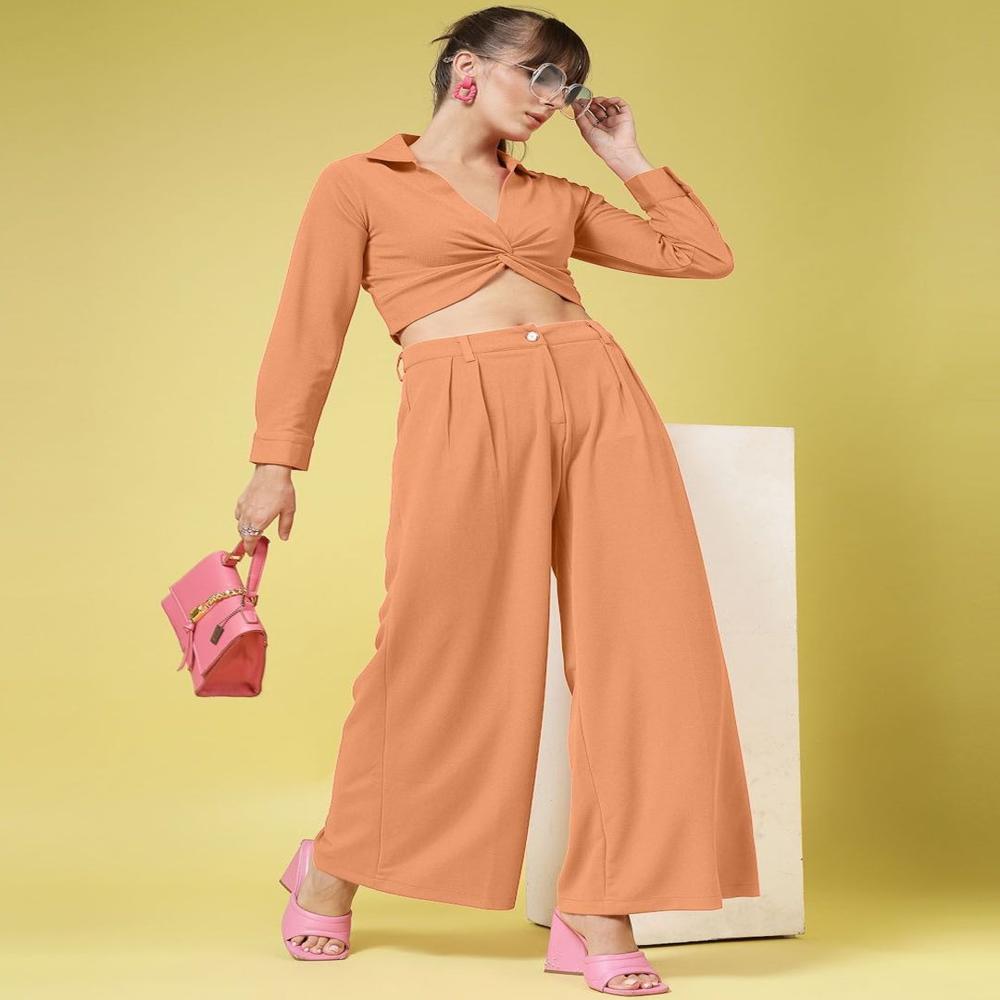 Relaxed Pleated Wide Leg - Color: Orange