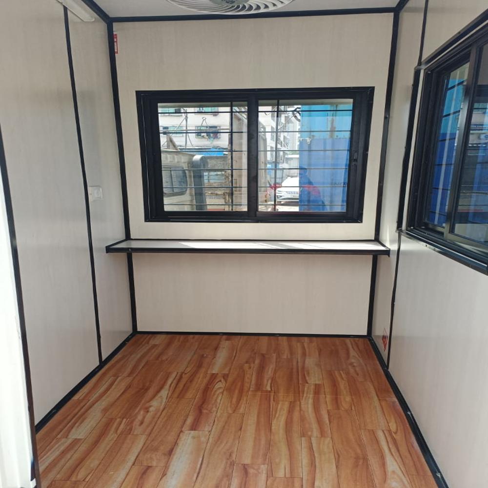 Security Cabins - Steel Material, Portable Prefab Design, Paint Coated Finish | Features: Secured Door, Large Windows, Versatile Usage