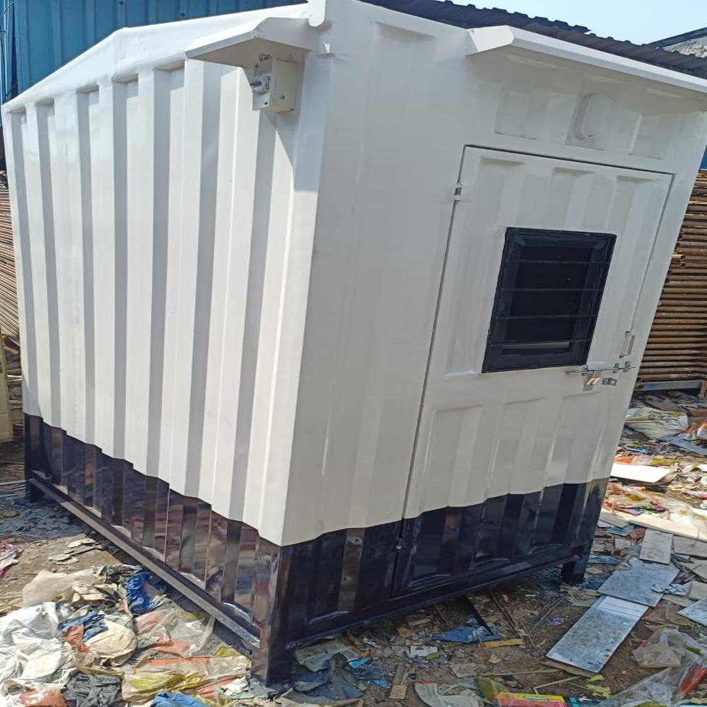 Security Cabins - Steel Material, Portable Prefab Design, Paint Coated Finish | Features: Secured Door, Large Windows, Versatile Usage