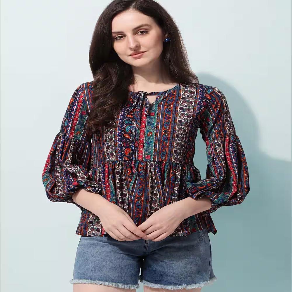 Women Top with Tie-Up Neck