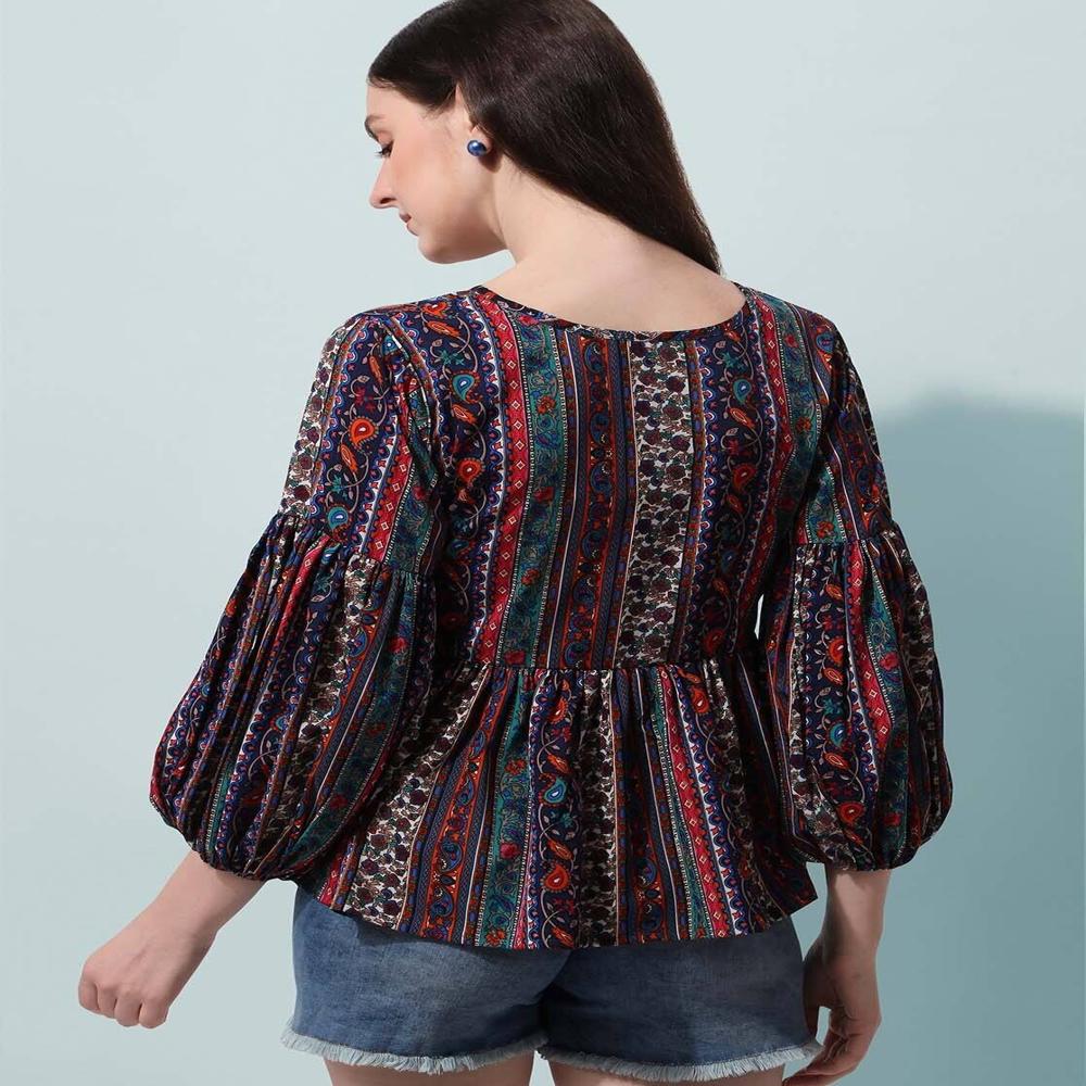 Women Top with Tie-Up Neck