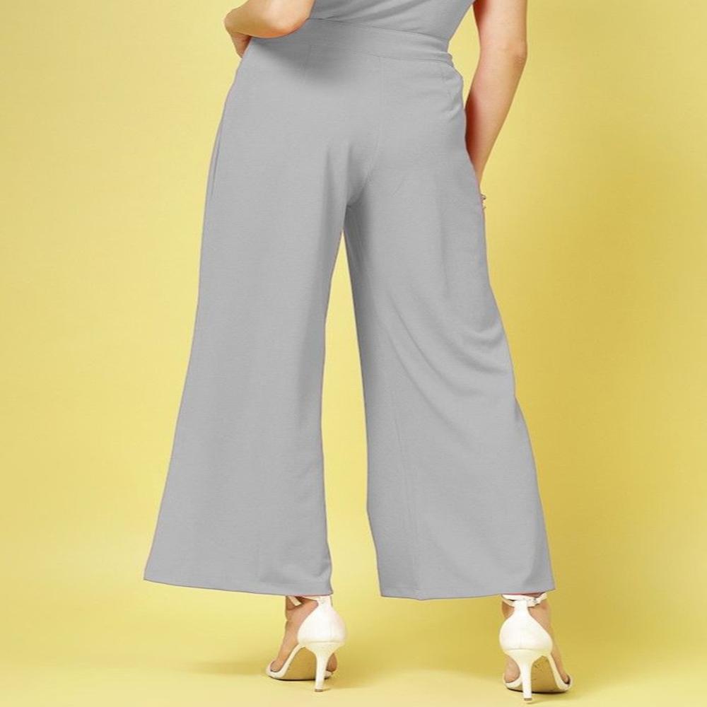 Solid V-Neck Sleeveless Crop Top and trouser