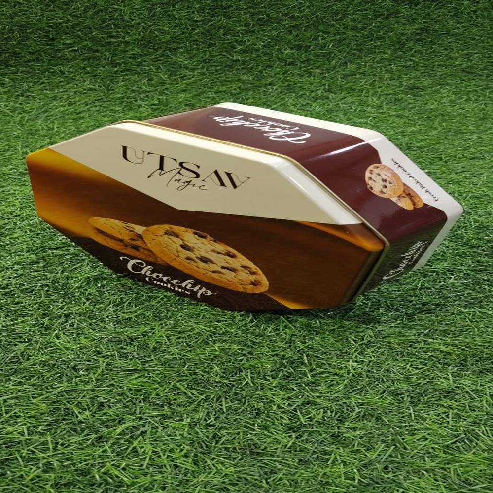 Octagon shape tin container