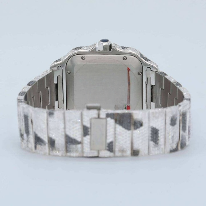 Luxurious Style Black White Moissanite Diamond Crafted Watch US Flag Roman Dial Date Function Iced Out Quartz for Men and Women