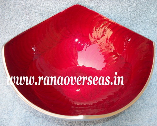 Red Polished Aluminium Fruit Bowl