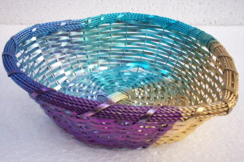 Blue Aluminium Metal Heart Shape Fruit Basket