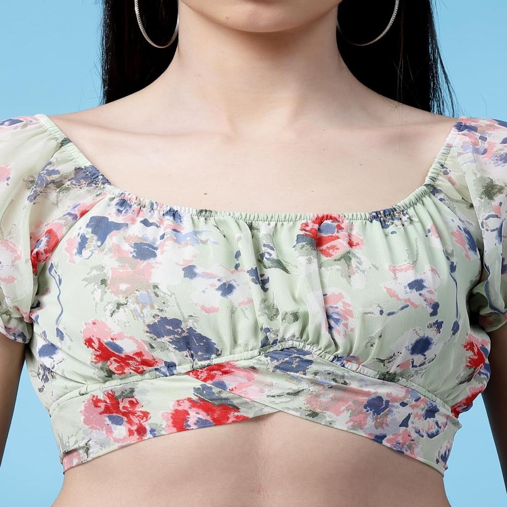 Women's Floral Fit Top , Puff Sleeve