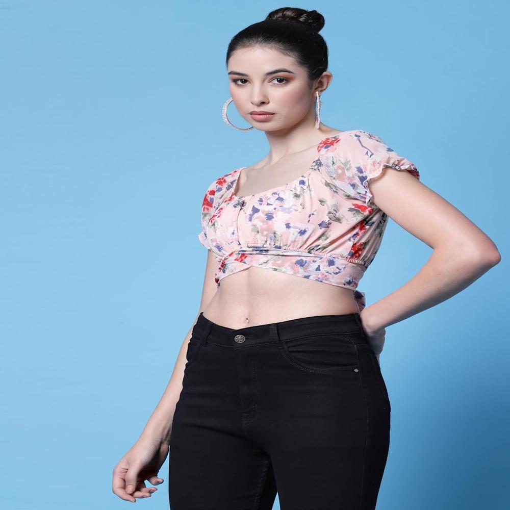 Women'S Floral Fit Top - Color: Pink