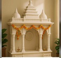 Marble Home Temple - White Marble, 6x5 Feet, Durable Construction | 6 Foot Height, 5 Foot Width, Ideal For Pooja Ceremonies, Religious Style