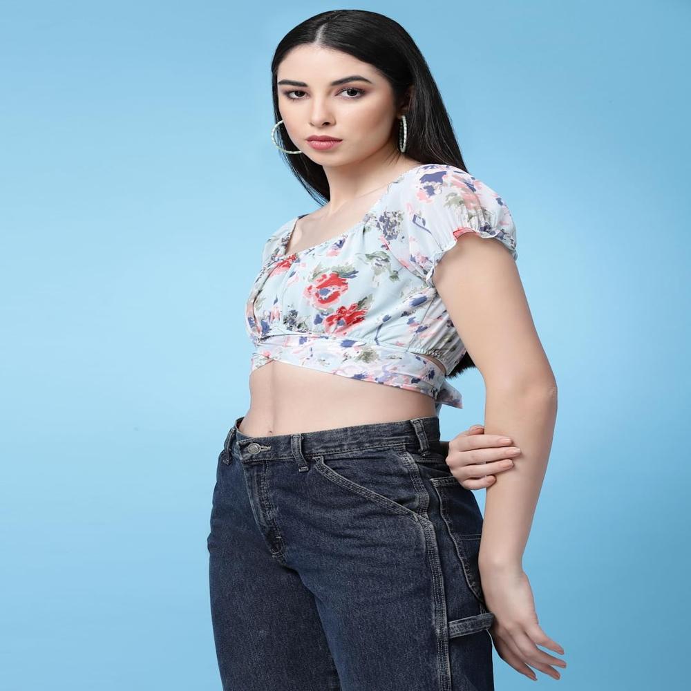 Women's Floral Top , Puff Sleeve