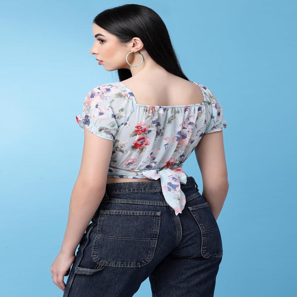 Women's Floral Top , Puff Sleeve