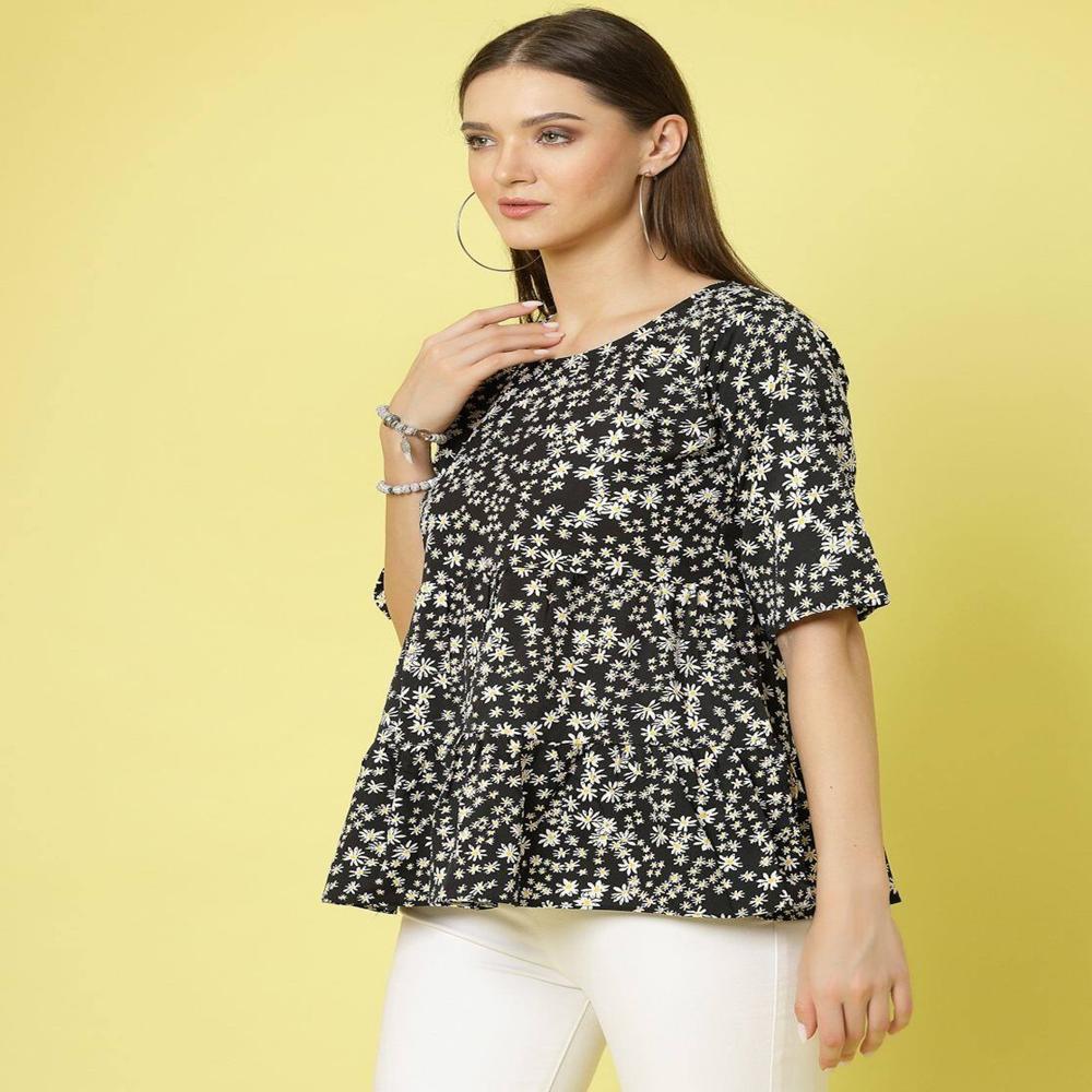 Western Wear Floral Top , Half Sleeve