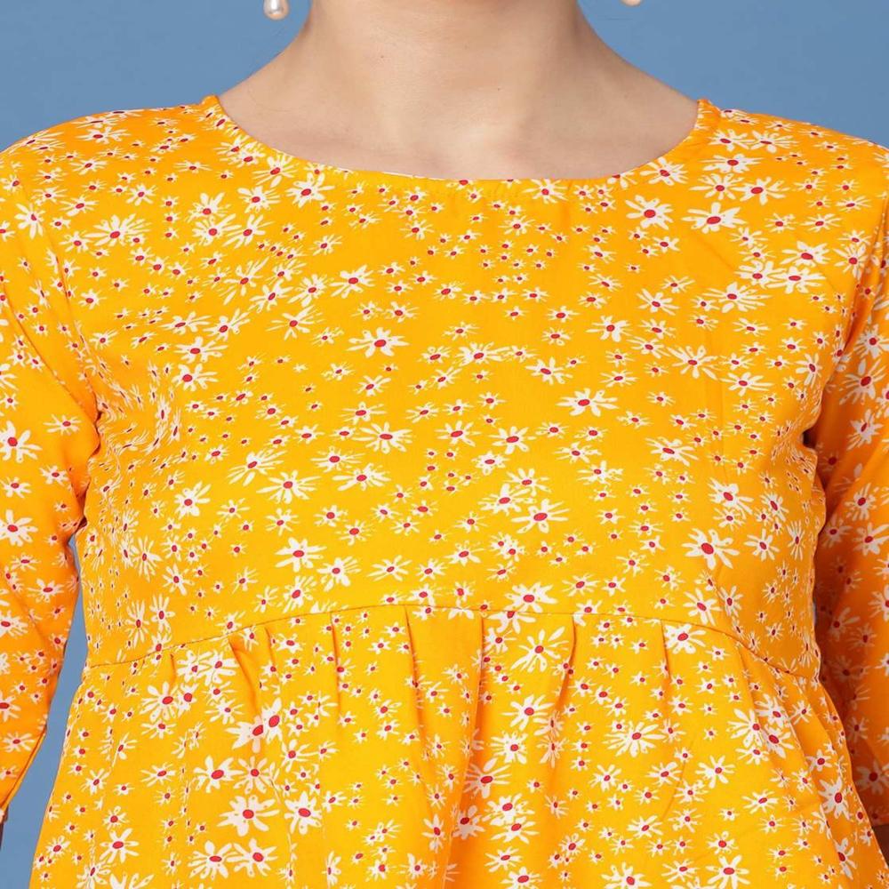 Western Wear Floral Top - Color: Yellow