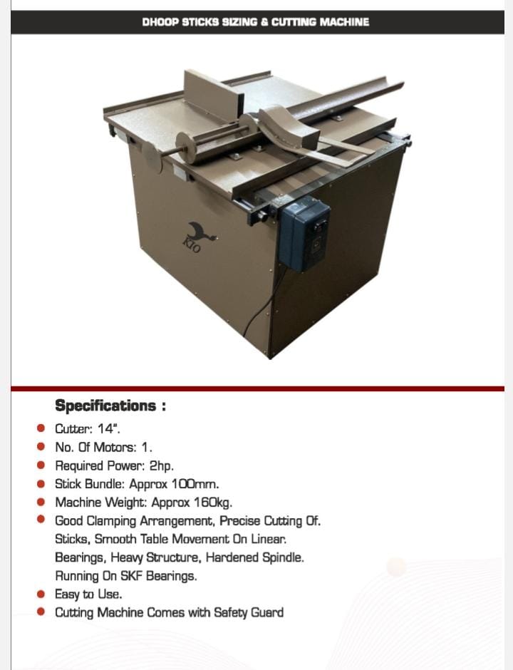 Dhoop Sticks Sizing & Cutting Machine