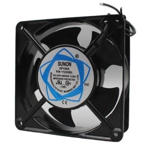 Sunon Dp100A 1123Hbl Hsl 120X120X38Mm 12Cm 110V Ac 0.1A 12038 3100Rpm 31W Ball Bearing Cabinet Axial Cooling Fan - Color: Black