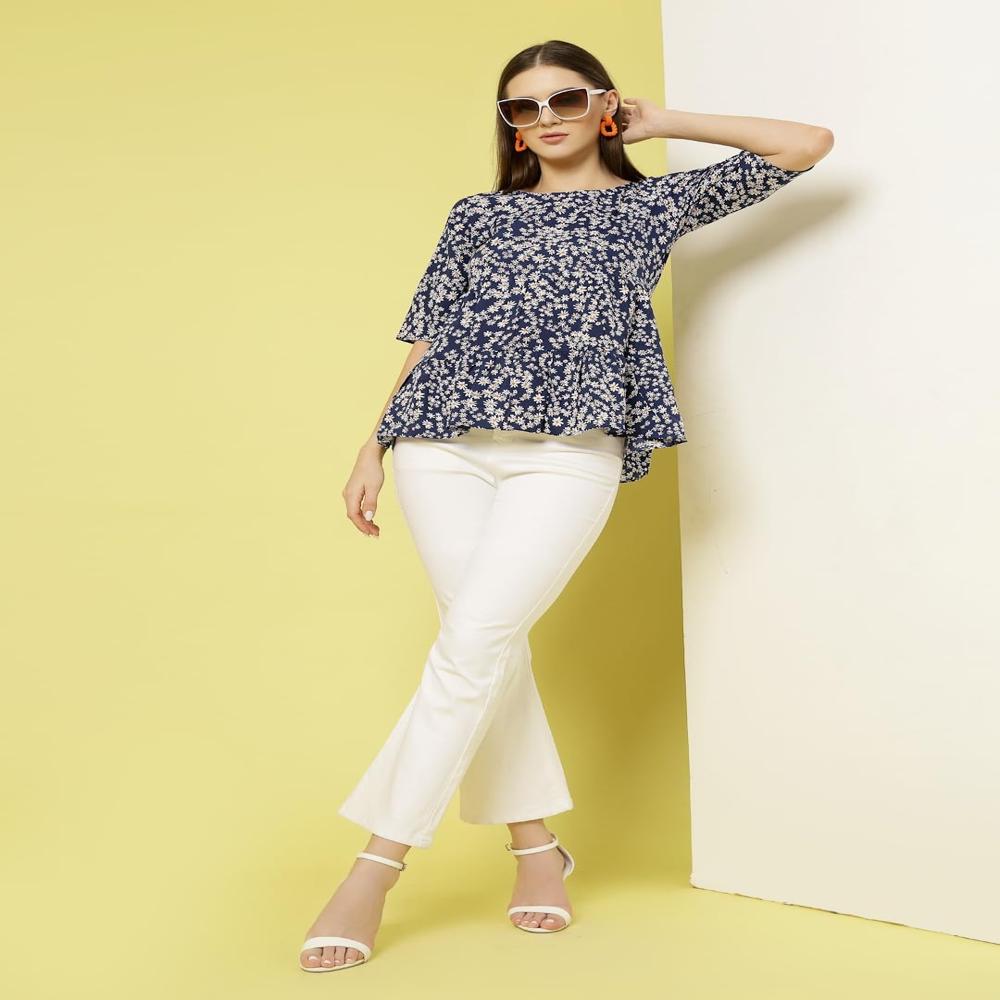 Women'S Floral Top - Color: Blue