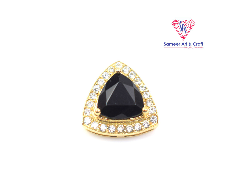 Cubic Zirconia Gold Plated Trillion Shaped Minimalistic Gemstone Pendants