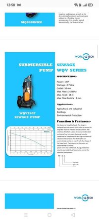 WQV-750 CI Body WorlTech Sewage Pump