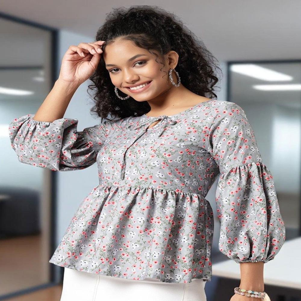 Floral Print Peplum Top