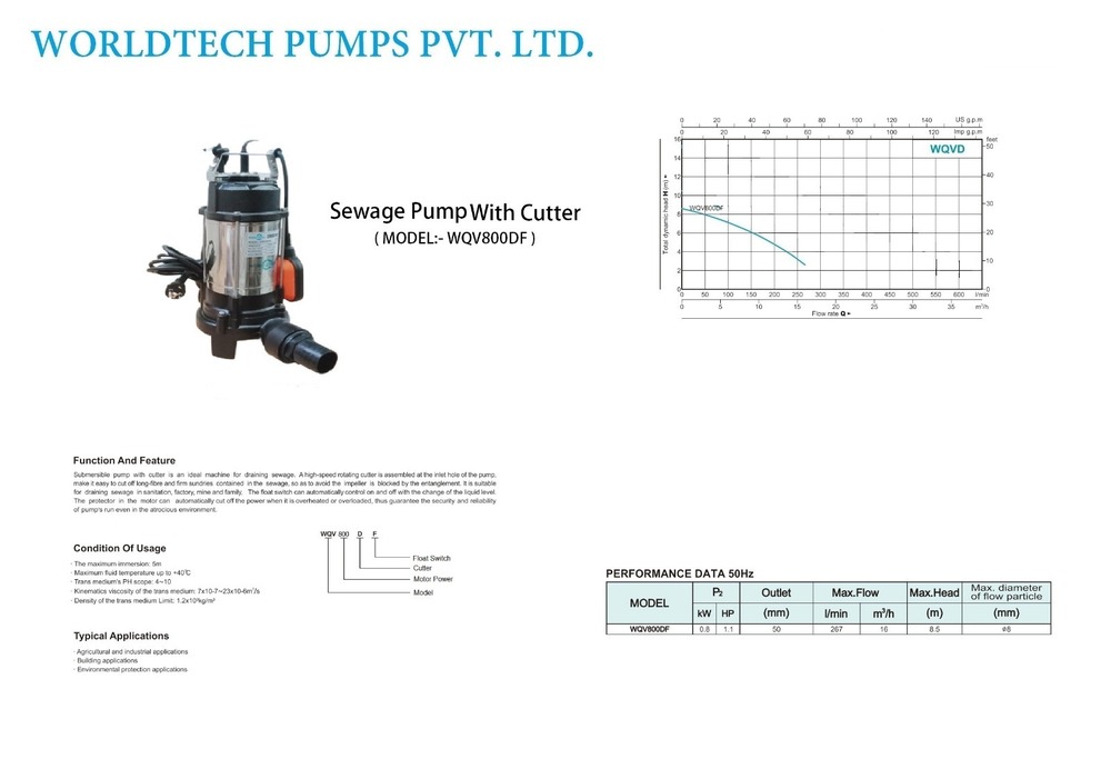 WQV-800DF CI Body Sewage Pump