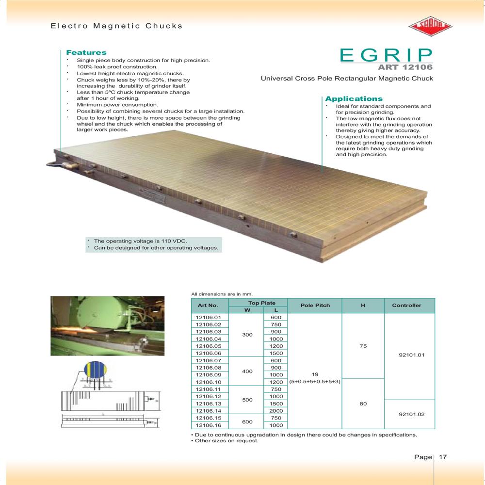 EGRIP Universal Cross Pole Rectangular Magnetic Chuck