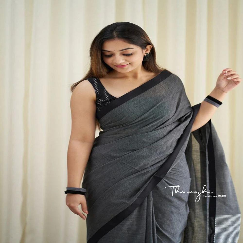Khadi Saree - Color: Gray